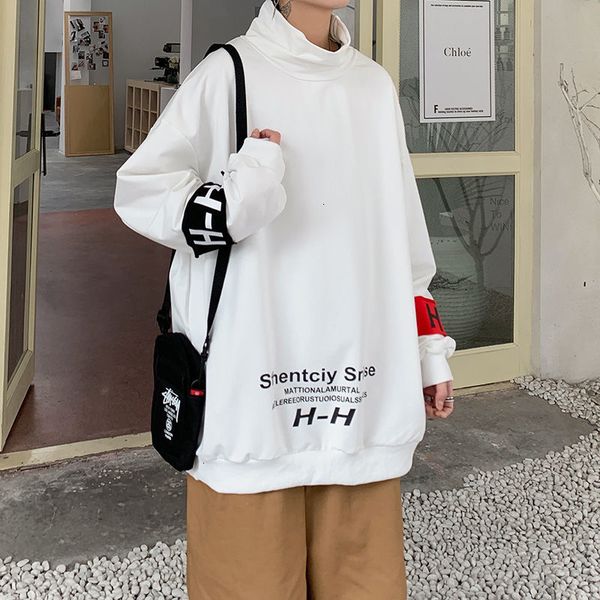 

men's spring 2021 and winter new bottom half-turtleneck m-5xl sweatshirt clothing g63e, Black
