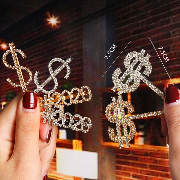 

2021 new simple letter rhinestone hairpins women hair clips pins barrettes accessories for women girls hair hairclip 0681, Black;brown