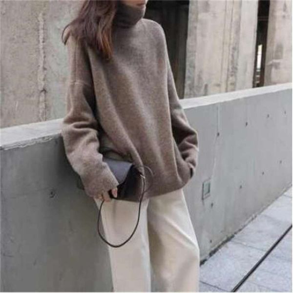 

women's loose wear high collar knitted cashmere sweater, White;black