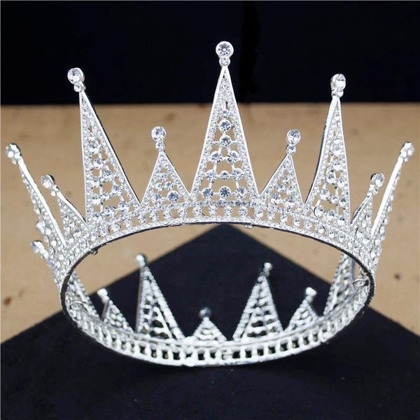 

hair clips & barrettes fashion bridal tiaras and crowns big head piece wedding jewelry tiara queen crown baroque round diadem pageant, Golden;silver