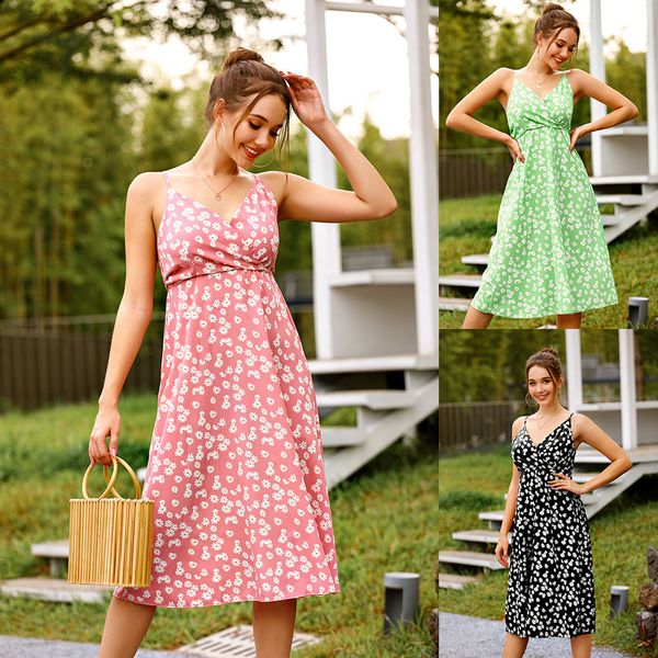 

fashion dress black maxi dress 3 colors european and american daisy print suspender woman summer dress, Black;gray
