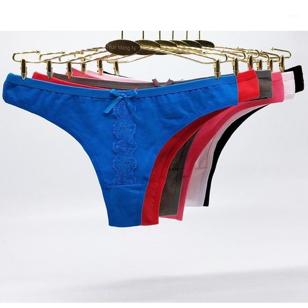 

6 pcs/lot g strings women underwear cotton panties tanga mujer thong solid color cute lingerie femme intimates ladies1, Black;pink