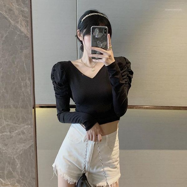 

women's polos hollow out bandage cloth slim short long sleeve base shirt1, White