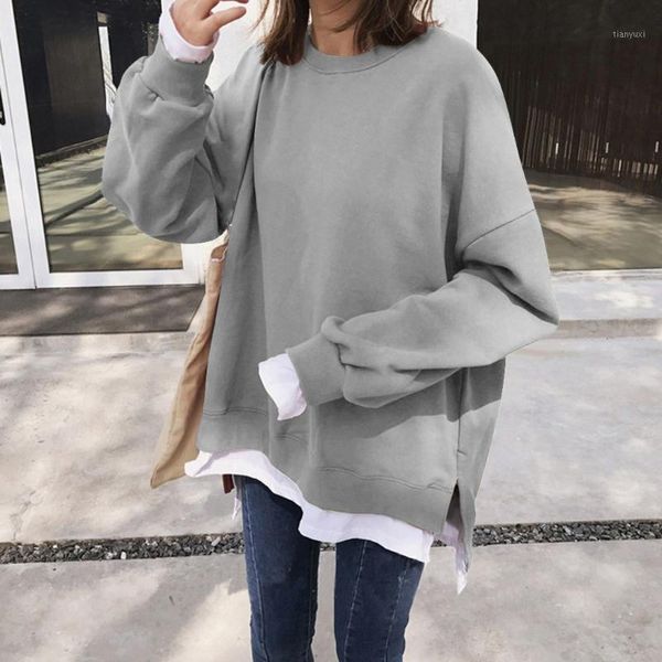 

women casual solid shirt long sleeve short pullover loose sweatshirt blouse 2019 new arrival1, Black