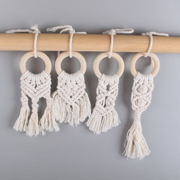 

newborn baby teething toys boys girls handmade weave tassels cotton rope grass tree teether 5bq j2