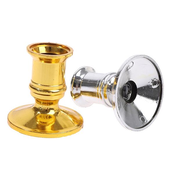 

candle holders 2 pcs plated candlestick votive candles holder for fake tapers christmas party decoration wedding silver/gold