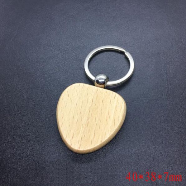 

round diy blank wooden ellipse keychains rectangle heart geometric carving ring nature wood key chain, Silver