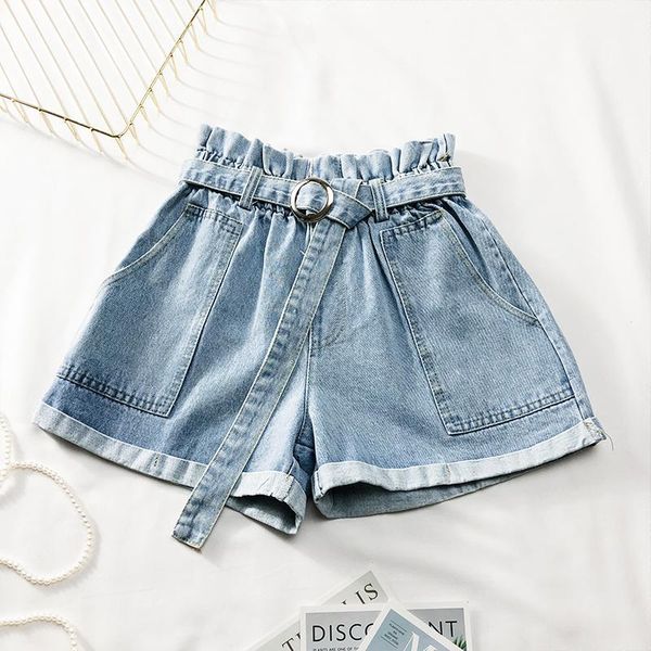 

2019 new summer denim shorts women high waist jeans1, Blue
