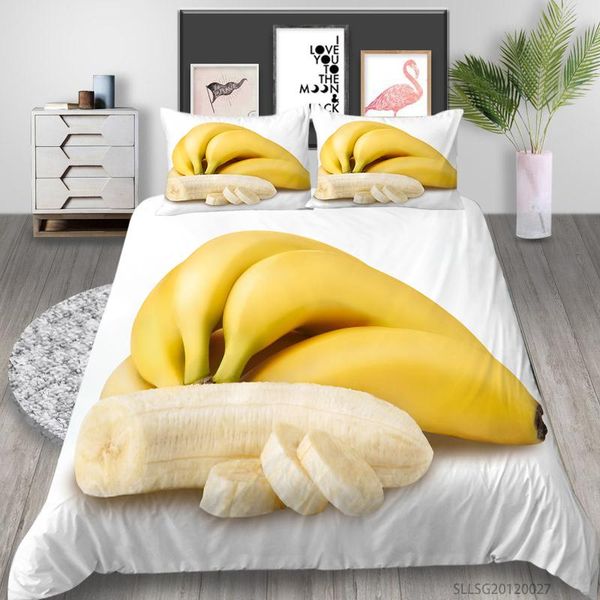 

3d bedding sets fresh fruit banan print bed set with pillowcases kids adults home decor 2/3 pcs for all seasons dropship