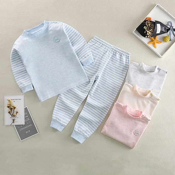 

baby boys girl pajamas sets pure cotton sleepwear suit pyjamas long sleeve +pants kids baby boy girls clothes set lj201203, White