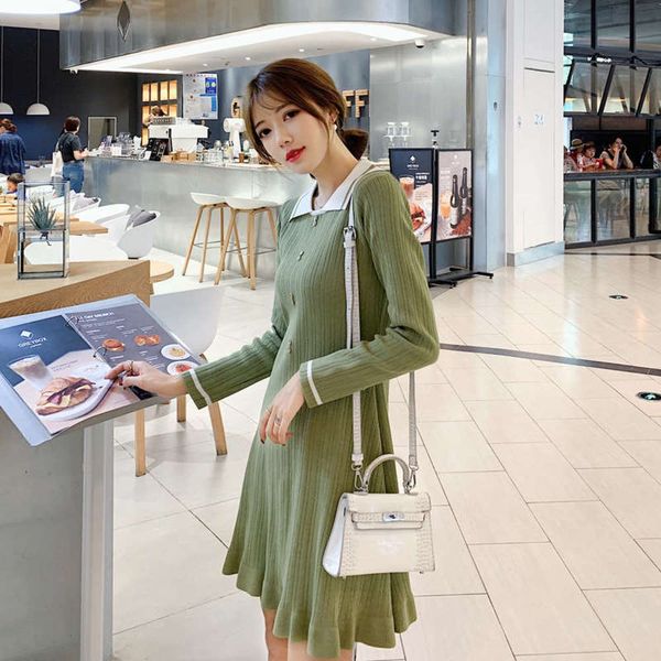 

and winter of 1111 is autumn very beautiful temperament, fairy bottomed with fur skirt, french minority knitted dress, Black;gray