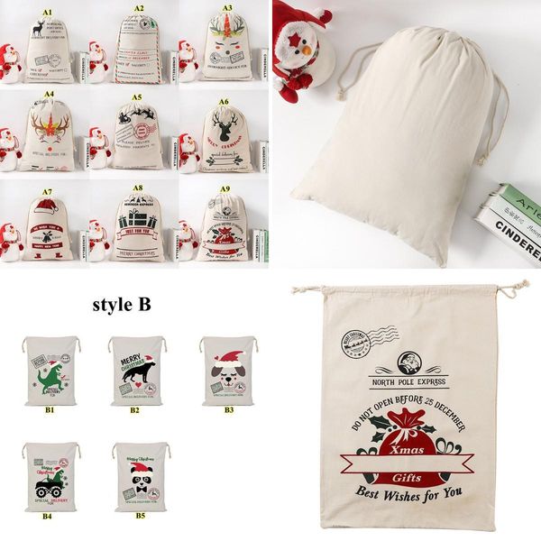 

sacks gift bags cotton canvas monogrammable sack drawstring bag christmas decorations santa claus deer bea1915