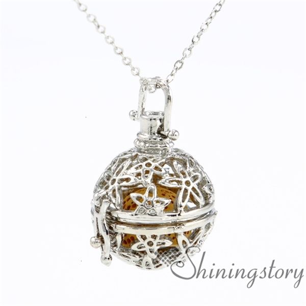 

flower essential oil necklace lockets wholesale scents ball aromatherapy jewelry diffusers metal vok05w