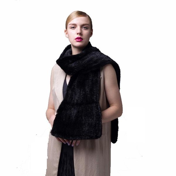 

2021 new scarf muffler solid color mink hair herringbone knitted cape fur shawl scarf large 180cmx20cm, Blue;gray
