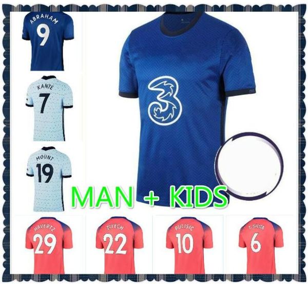 

20 21 soccer jerseys abraham werner havertz chilwell ziyech lampard football shirt pulisic camiseta kante mount 2020 2021 men + kids kit se, Black;yellow