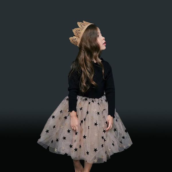 

2021 new spring stars print children clothes for tutu kids girls party wear clothing ball gown 1-6y s6kl, Red;yellow