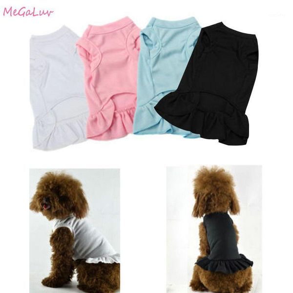 

dog apparel breatheable ruffle dress clothes soft vest skirt pet cat cloth costume spring and summer solid color for chihuahua1