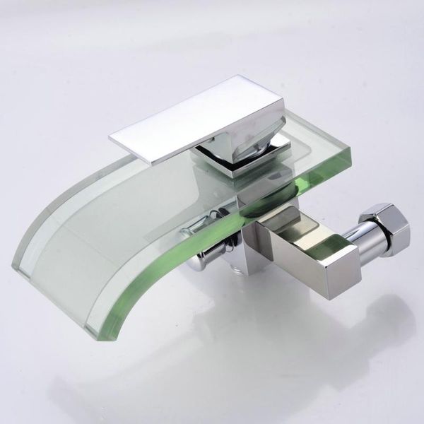 

langyo modern glass and brass faucet bathroom waterfall bathtub faucet basin tap wall mounted lh 8008 bbyovb
