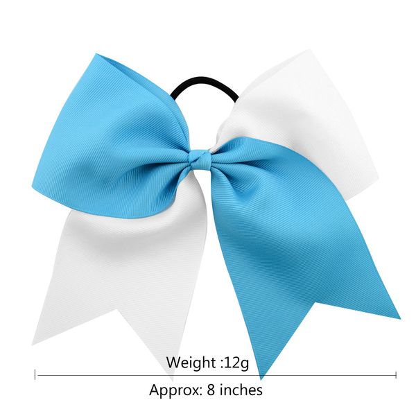 

8 12 color inch two colors large bow with elastic hair band cheerleading boutique ribbon hair bow hair holder for girls 887 65rh, Slivery;white