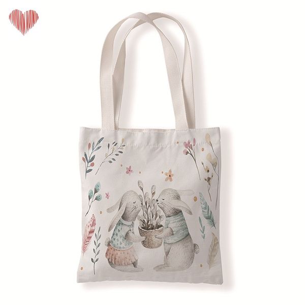 

happy easter canvas bag washable reusable easy to carry canvas grocery bags easter rabbit egg printed gifts storage bag 212 n2