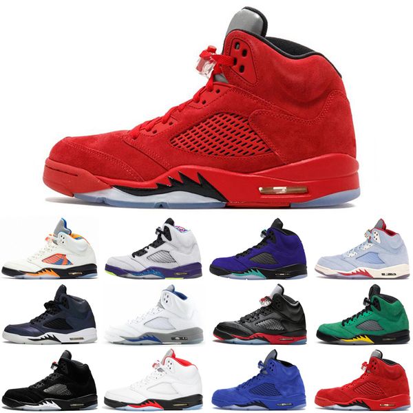 

5 5s jumpamn men basketball shoes what the alternate bel fire red fresh prince mens trainers sports sneakers size 7-13, White;red