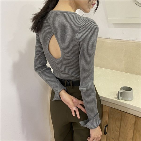 

2021 new personalized neck crossover halter base sweater early autumn and winter new design sense slim nad5, White;black