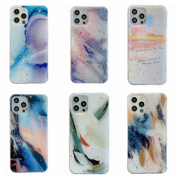 

foil confetti fashion soft tpu case for iphone 12 mini 11 pro max xs xr x 8 7 6 marble rock stone sequin foil bling painting sequin cover