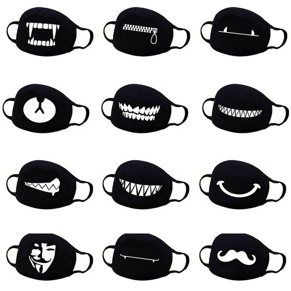 

muffle 100% printed cotton cute cartoon dustproof face mouth mask black ndeo