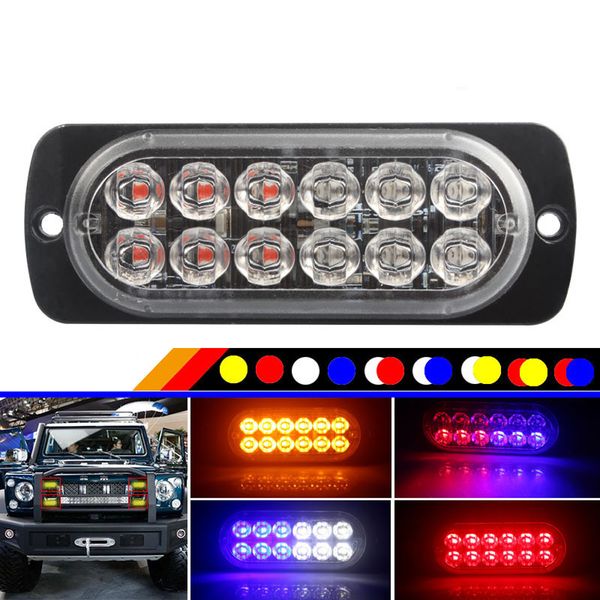 12 LED luz de emergência 12-24V bar âmbar carro caminhão lateral marcador giro luzes indicadores lâmpada perigo Beacon Lâmpadas de advertência