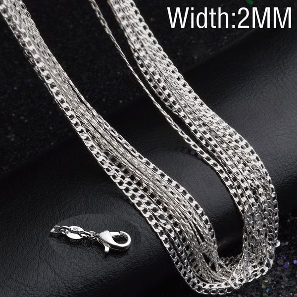 

2mm s silver plated flat necklace pendant with chain and clavicle chain