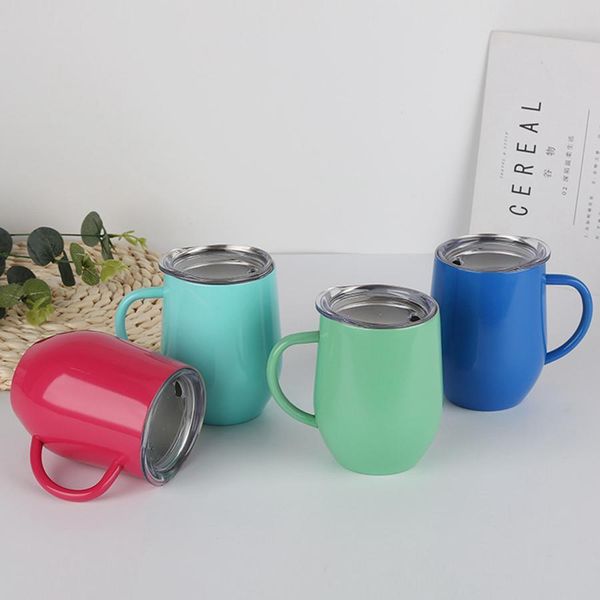 

egg cups handle 12oz coffee mugs stainless steel with lids double layer insulated cup tumblers sea shipping dhf2720