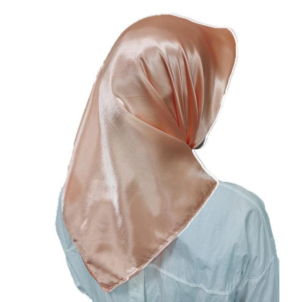 

1pc muslim headpiece head scarves soft silk feeling shawl head wraps solid color shinny scarf large squares scarves headdress q bbylwa