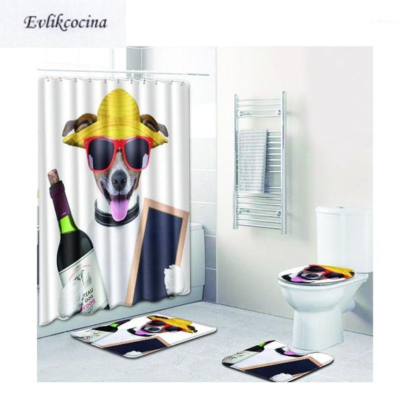 

bath mats 4pcs fashion dog banyo paspas bathroom carpet toilet u set non slip tapis salle de bain alfombra bano1