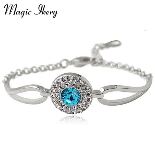 

link, chain magic ikery 2021 gold color rhinestone crystal vintage round bracelets & bangles fashion jewelry for women mky4347, Black