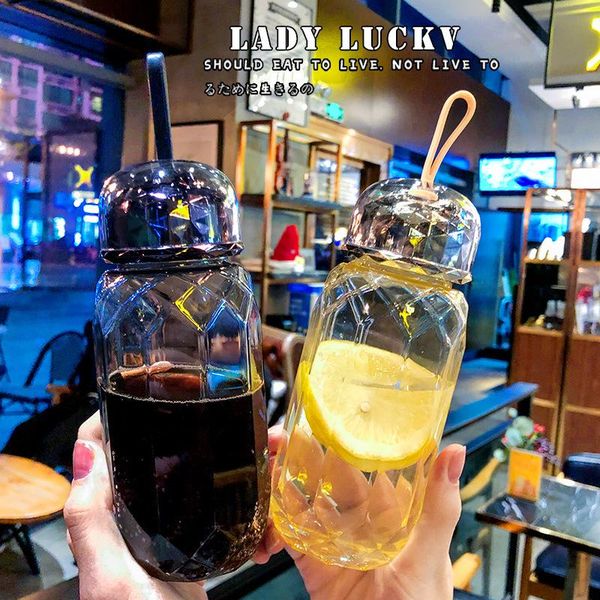 

diamond water bottle with rope 350ml unbreakable outdoor sports travel water bottles portable leakproof camping kettle drinkware wmthai