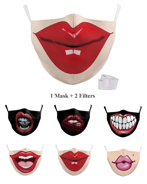 

fast shipping face mask outdoor masks party printing spot pm2.5 cotton lip mouth face mask 2pcs filter