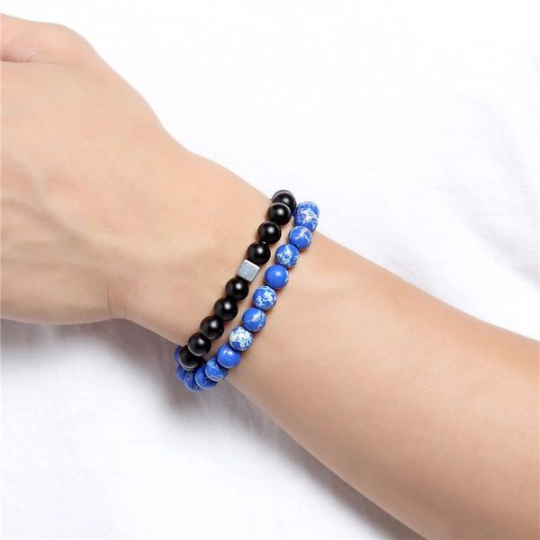 

mkendn 2018 новая мода мужчины браслет тигр глаз лава натуральный камень с гематитным бисером diy очаровательный браслет ювелирные изделия p