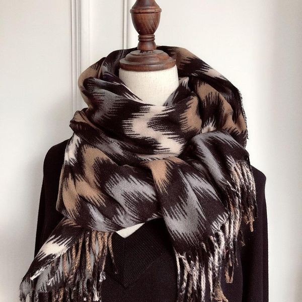 

scarves royalmaybe 2021 scarf female large plaid contrast color imitation cashmere winter warm shawl long autumn, Blue;gray