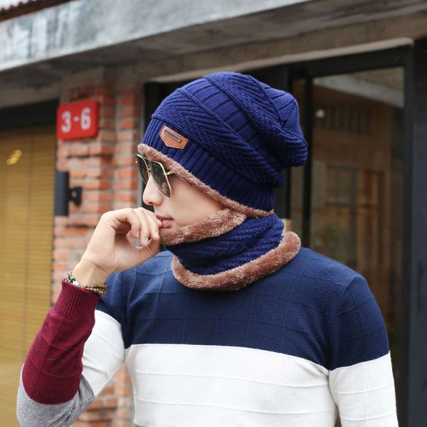 

wool suit winter collar parent-child plush men's warm cover knitted cap children's cold proof, Red;brown