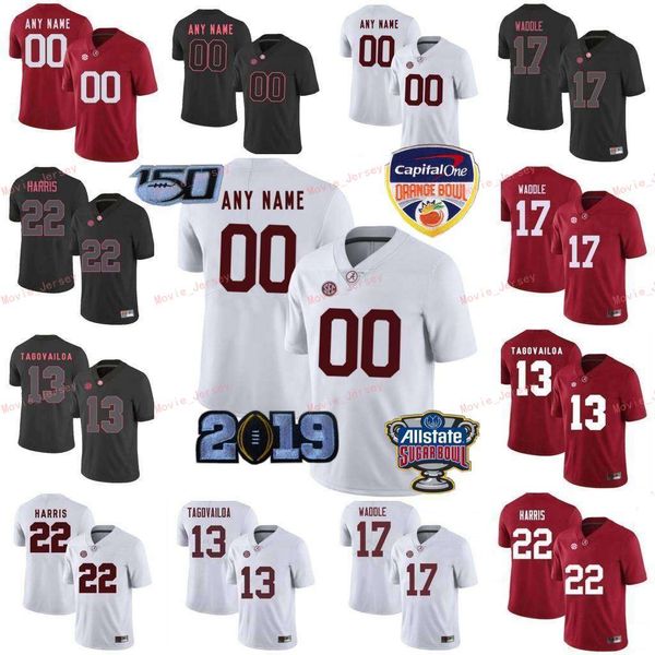 

stitched custom 13 tua tagovailoa 17 jaylen waddle 2 patrick surtain ii 22 najee harris alabama crimson tide college women jersey, Black