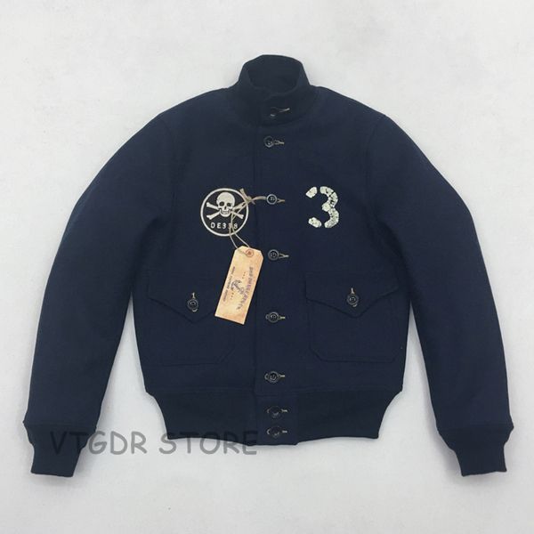 

a-1 woolen uscg back paint военная куртка зима геко, Black;brown