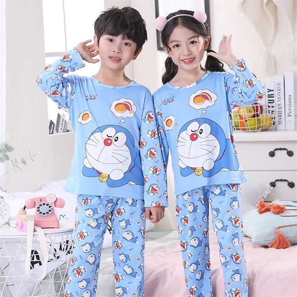 

new spring autumn children cute pajamas thin carton sleepwear girls loungewear kids pyjamas boy set summer nightwear suit lj201216, Blue;red