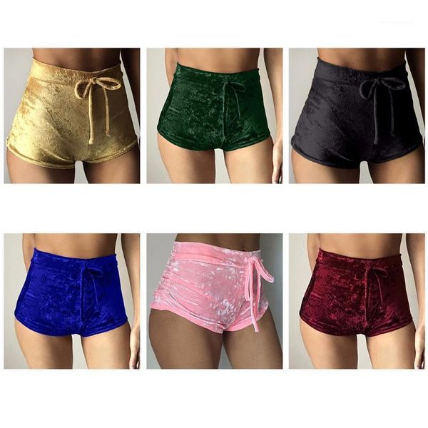 

women ladies summer flannel pleated high elastic shorts high waist1, White;black