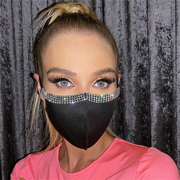 

diamond dhl shipping sport protective dustproof masks bling mouth cover washable reusable women rhinestones face mask ki