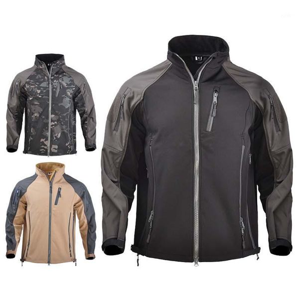 

hunting jackets hiking waterproof jacket thermal quick dry tactical soft skin men hooded climbing windbreaker camouflage jacket1, Camo;black