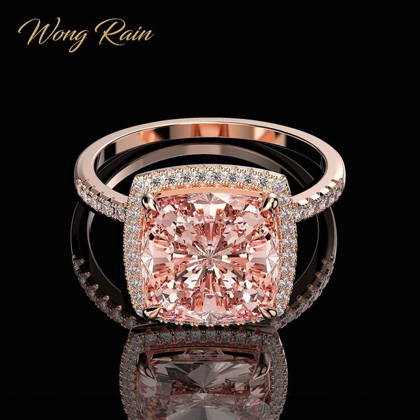 

wong rain luxury 100% 925 sterling silver created moissanite morganite gemstone wedding engagement ring fine jewelry wholesale 201006, Golden;silver