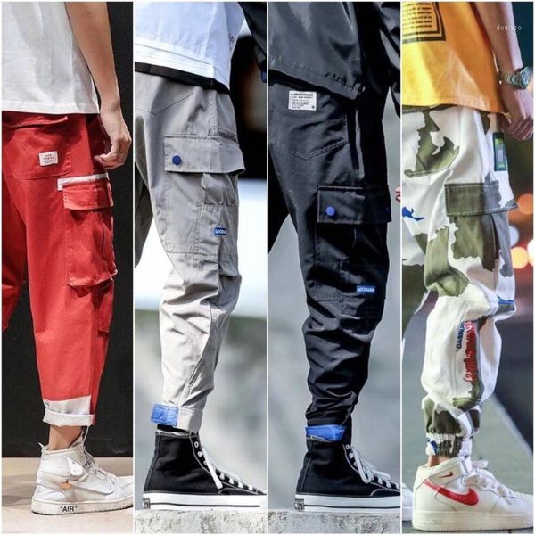 

2019 men multi-pocket harem hip pants trousers streetwear sweatpants hombre male casual fashion cargo pants men1, Black