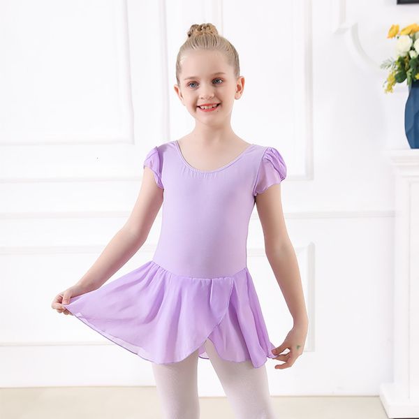 

new summer short sve girl's ballet training children's dance chiffon skirt performance drs, Blue
