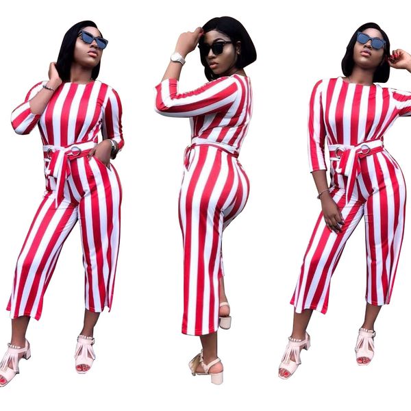 

women fashion striped tie zipper jumpsuit one piece jumpsuits, Black;white