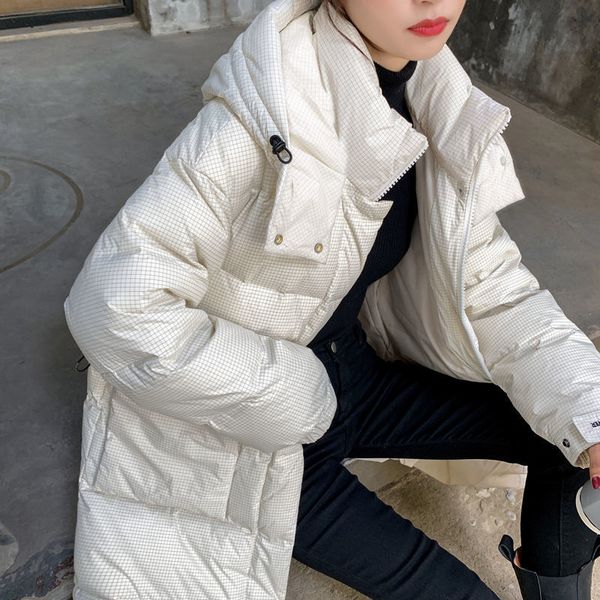 

2020 new thick warm 90 white duck down jacket women fashion glossy long hooded racoon real collar down coat windproof loose female coat, Black